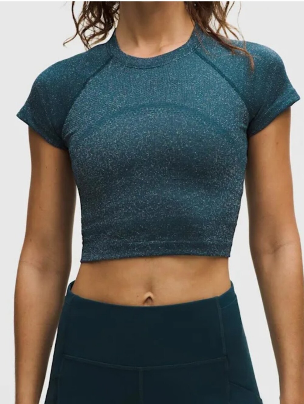 Lululemon Swiftly Tech Cropped Short Sleeve Shirt 2.0 - Rainbow Sparkle Lurex